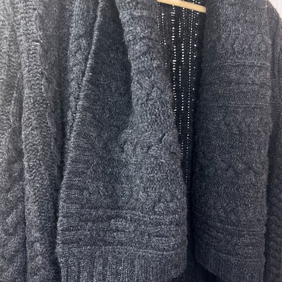 Ralph Lauren Rugby Dark Gray Cable Knit Shawl Collar Cardigan Sweater Chunky S - Picture 6 of 8